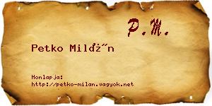 Petko Milán névjegykártya